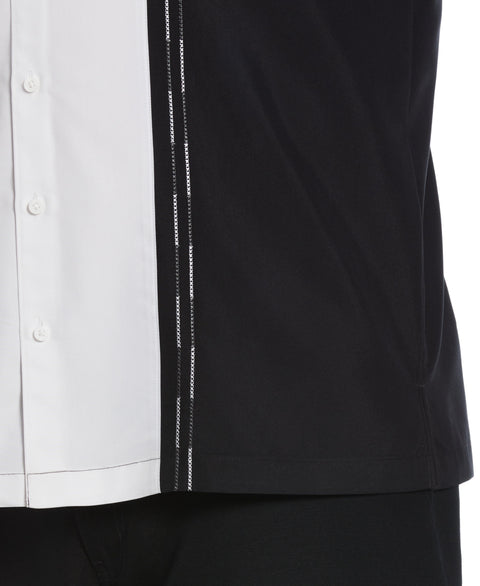 Big & Tall Color Block Embroidery Shirt (Jet Black) 