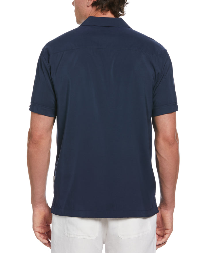 Contrast Panel Camp Collar Shirt (Dress Blues) 
