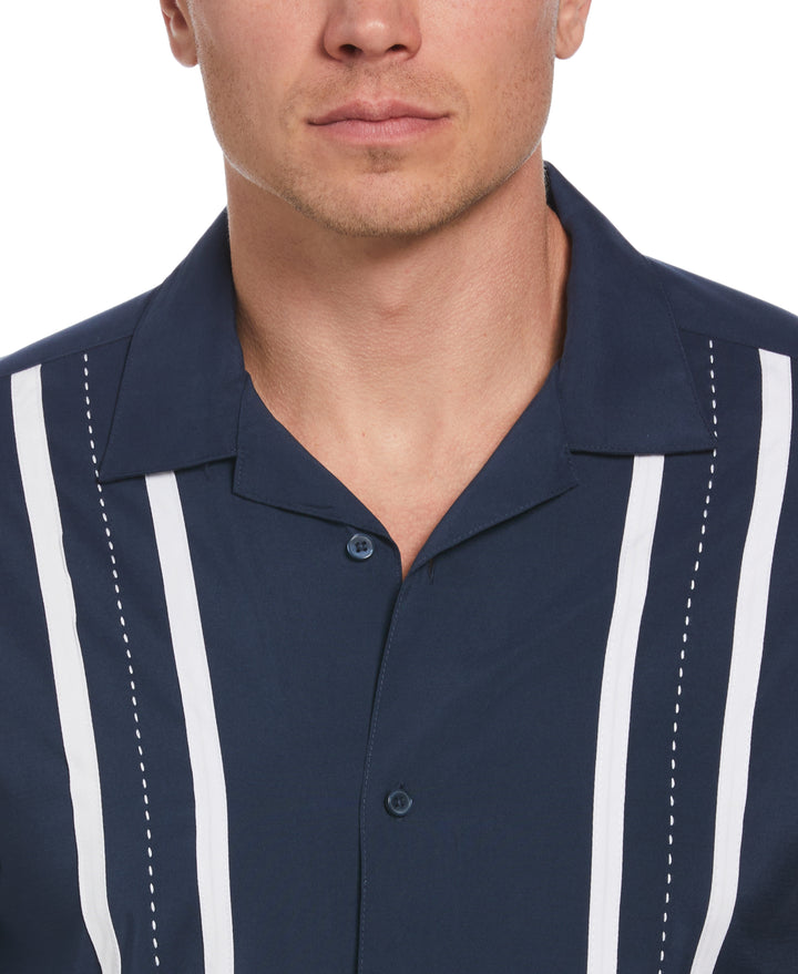 Contrast Panel Camp Collar Shirt (Dress Blues) 