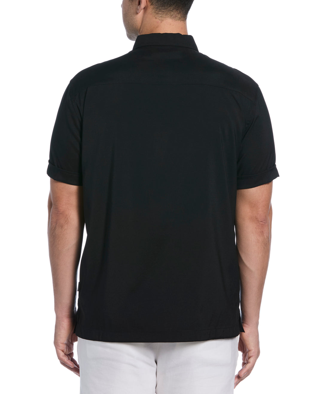 Contrast Panel Camp Collar Shirt (Jet Black) 