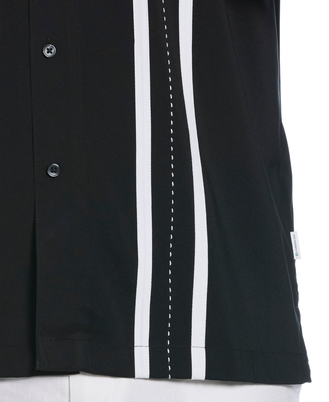 Contrast Panel Camp Collar Shirt (Jet Black) 