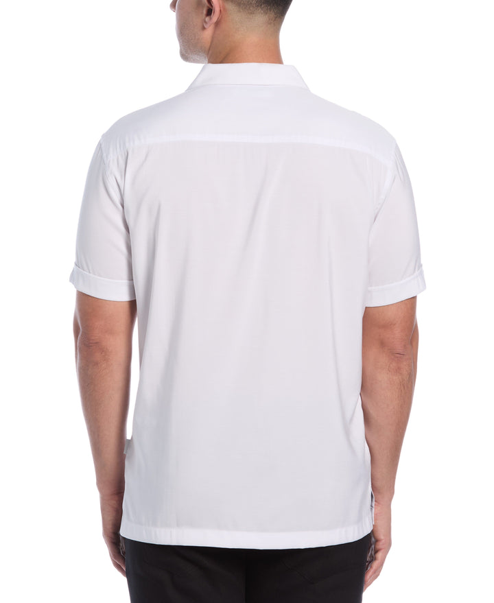 Contrast Panel Camp Collar Shirt (Brilliant White) 