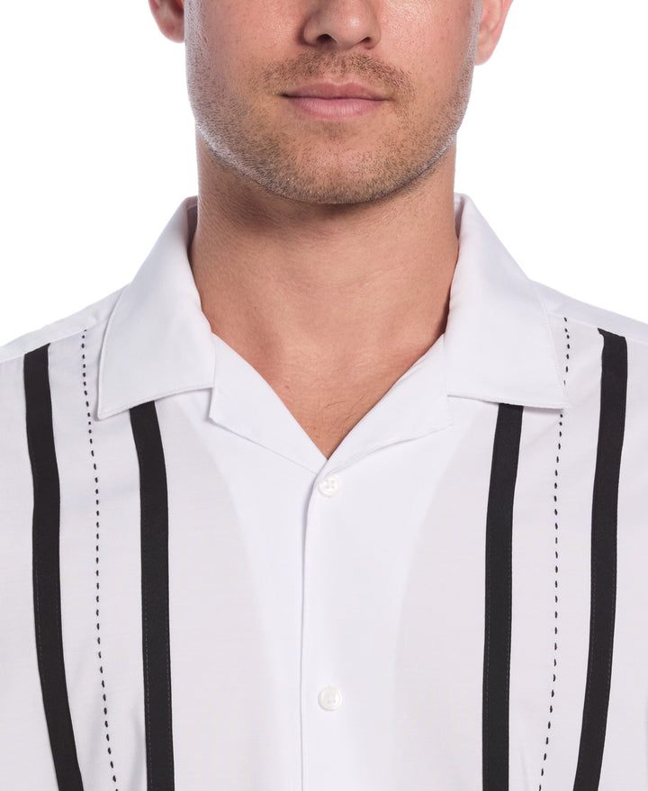 Contrast Panel Camp Collar Shirt (Brilliant White) 