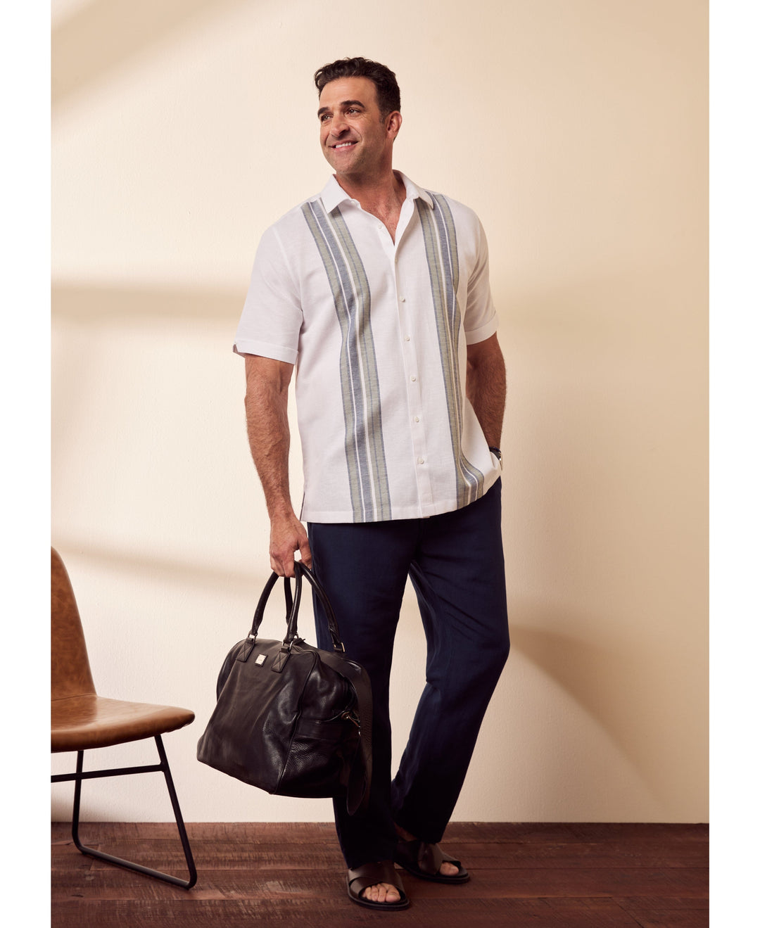 Big & Tall Cotton-Linen Blend Panel Shirt-Casual Shirts-Cubavera
