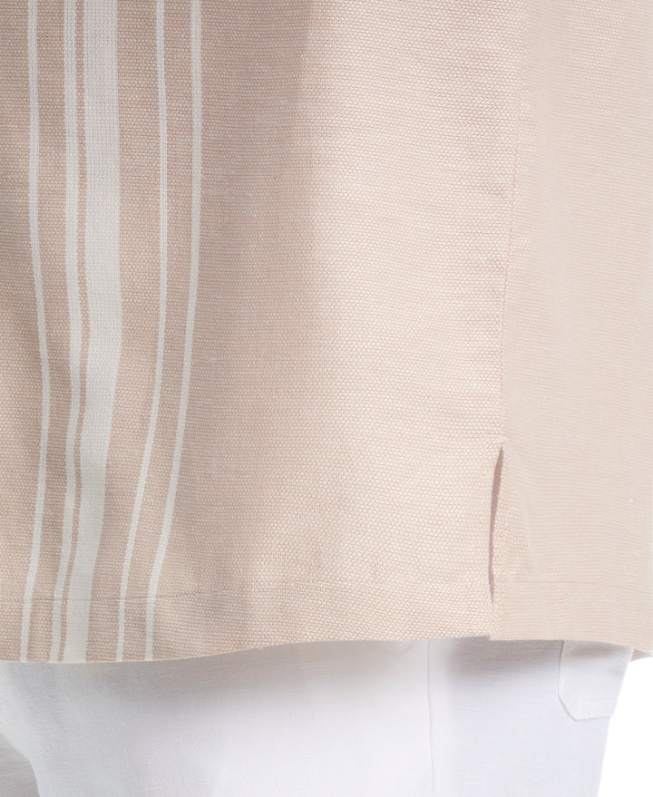 Big & Tall Cotton Linen Dobby Panel Shirt (Savannah Tan) 