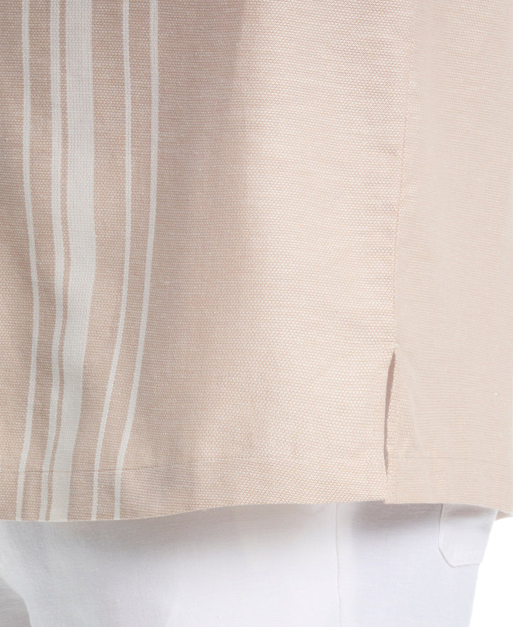 Big & Tall Cotton Linen Dobby Panel Shirt (Savannah Tan) 