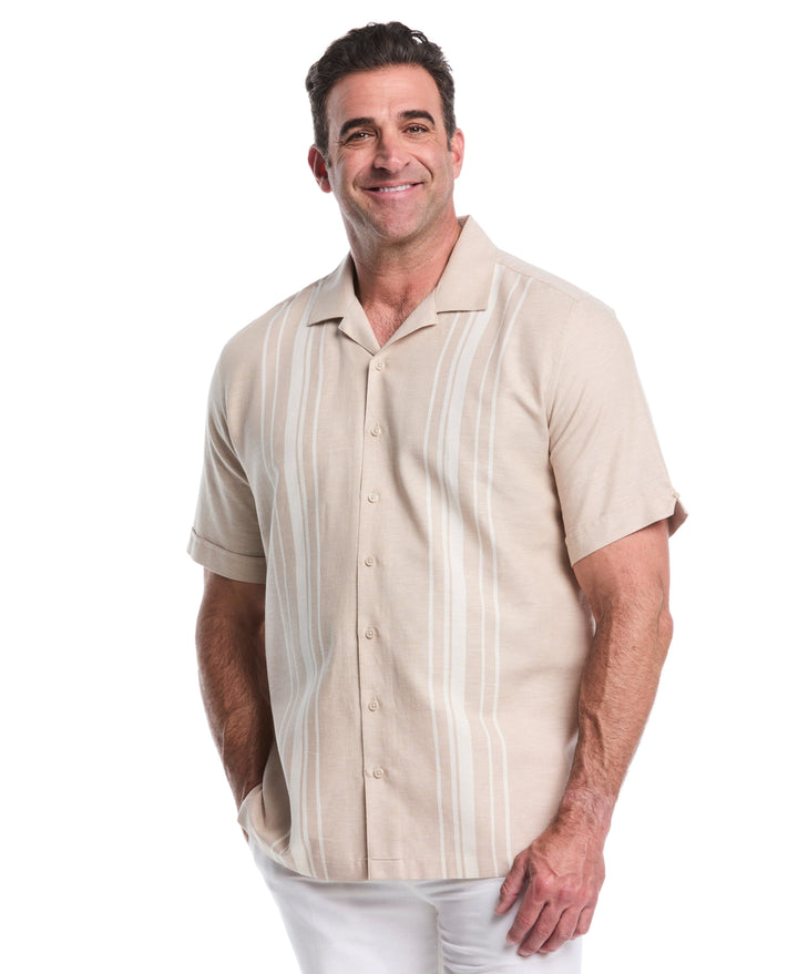Big & Tall Cotton Linen Dobby Panel Shirt (Savannah Tan) 