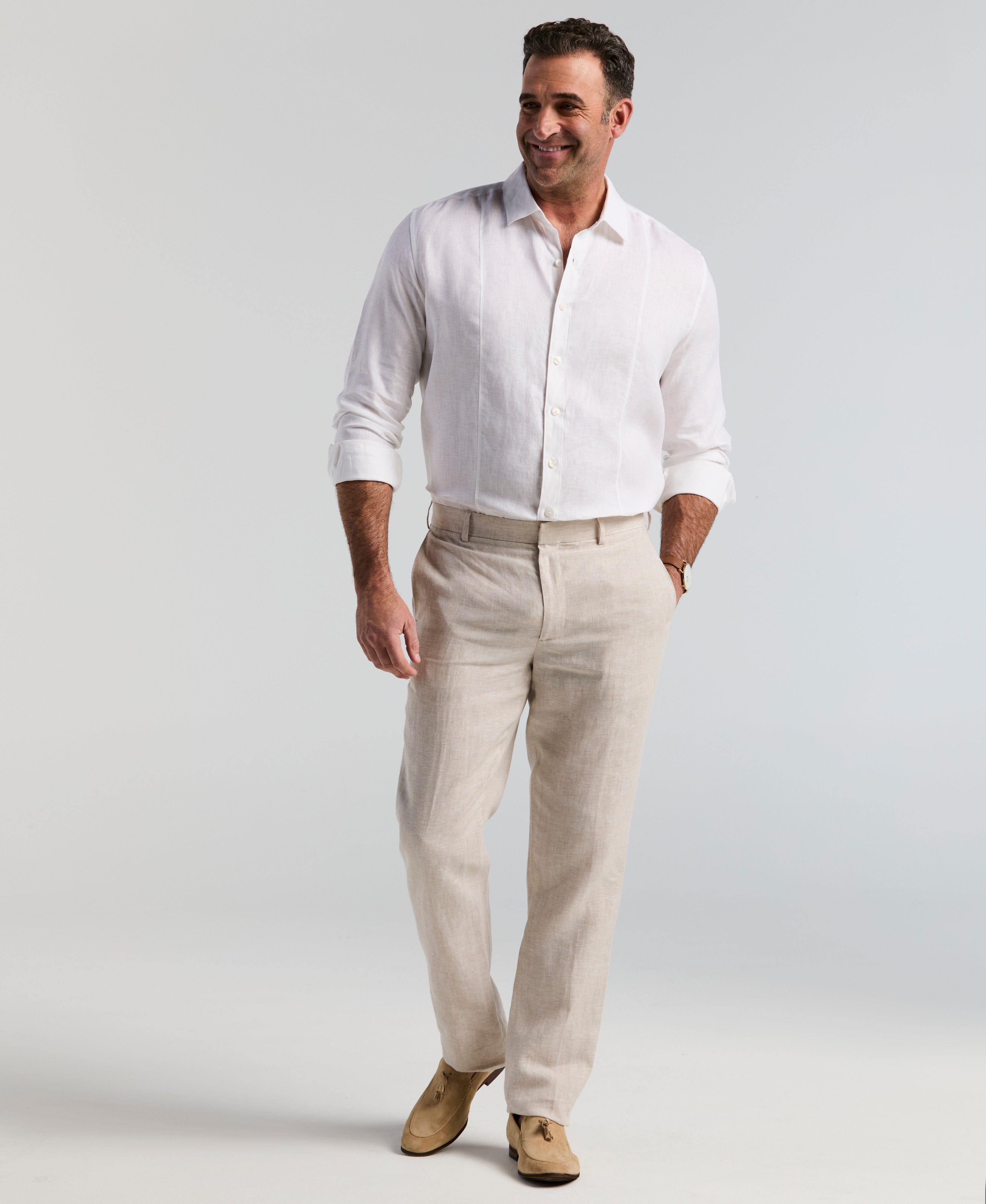 Big & Tall Delave Linen Flat Front Pant – Cubavera