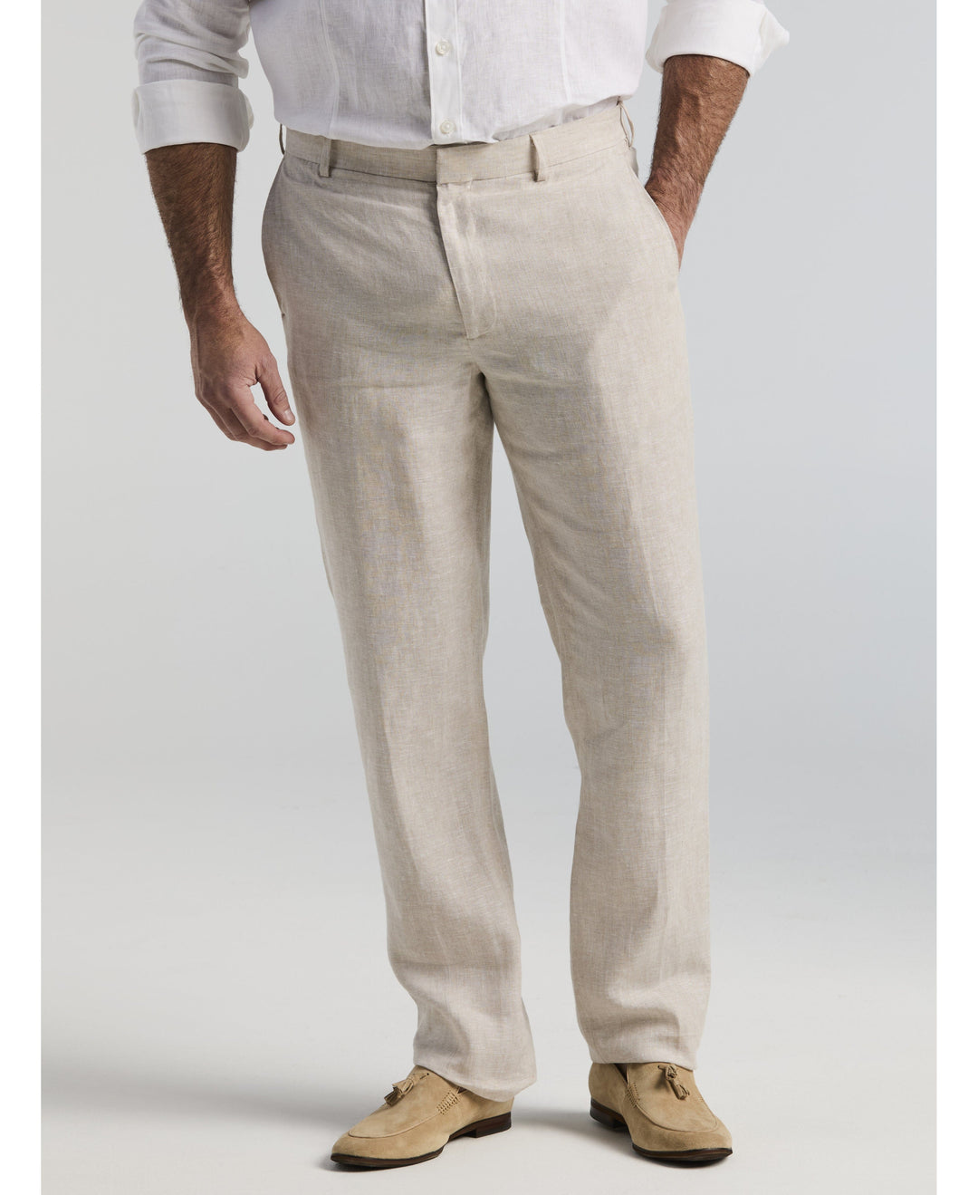 Cubavera Men's Big And Tall Delave Flat Front Pants in Natural Linen, Size 44, 100% Linen Cubavera Men's Big And Tall Delave Flat Front Pants in Natural Linen, Size 44, 100% Linen
