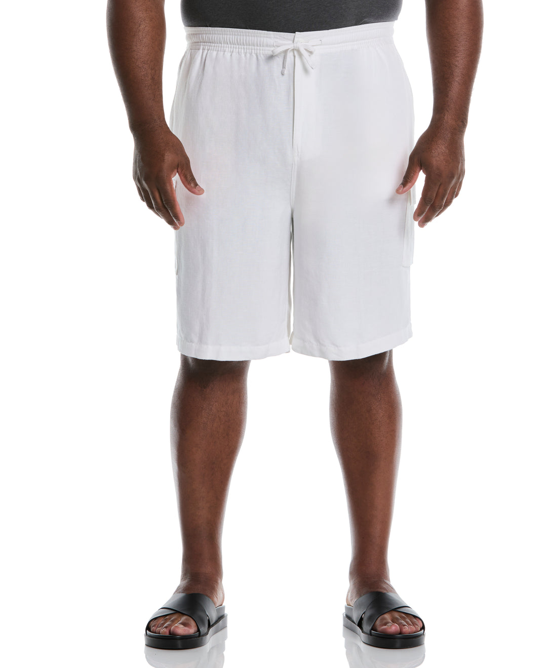 Big & Tall Linen Blend Cargo Short (Brilliant White) 
