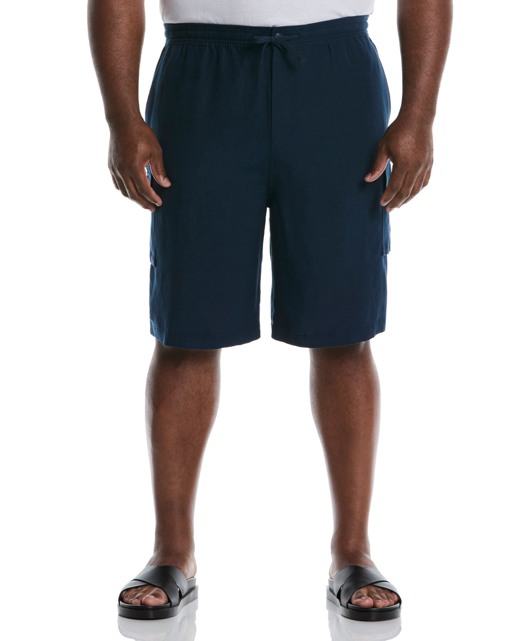 Big & Tall Linen Blend Cargo Short (Dress Blues) 