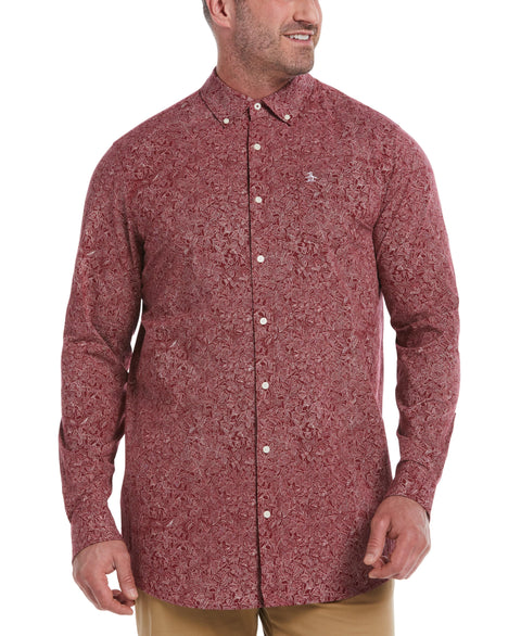 Big & Tall EcoVero™ Woven Poplin Stretch Shirt (Cabernet) 