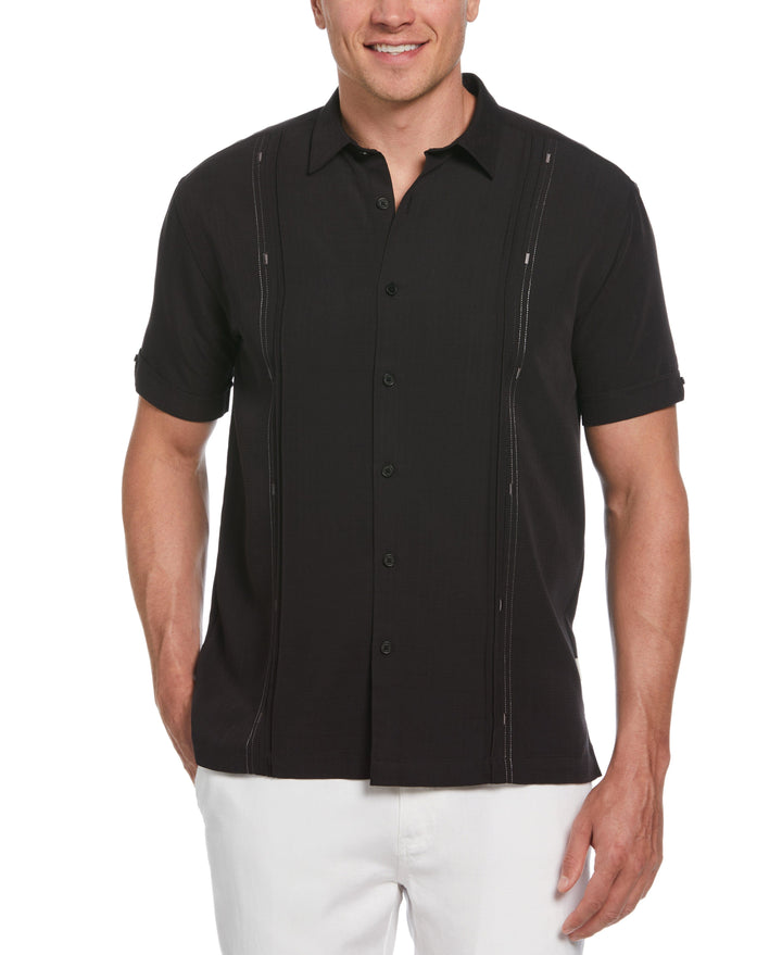 Big & Tall Embroidered Double Tuck Shirt (Jet Black) 