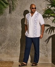 Big & Tall Embroidery Leaf Panel Shirt-Casual Shirts-Cubavera