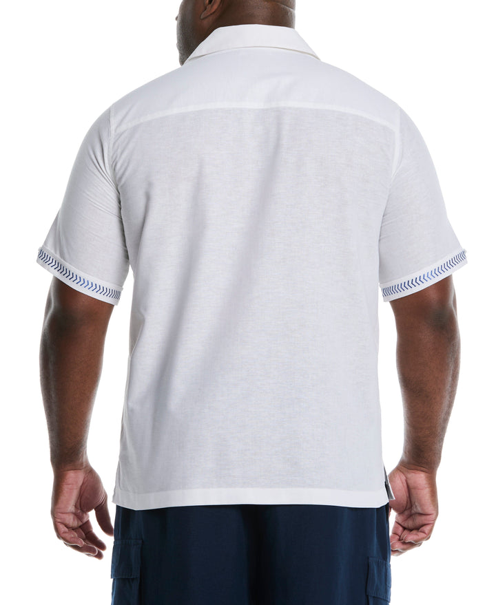 Big & Tall Embroidery Leaf Panel Shirt (Brilliant White) 