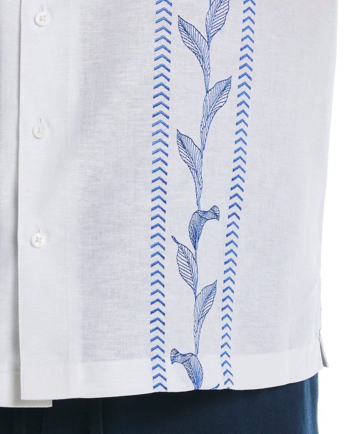 Big & Tall Embroidery Leaf Panel Shirt (Brilliant White) 