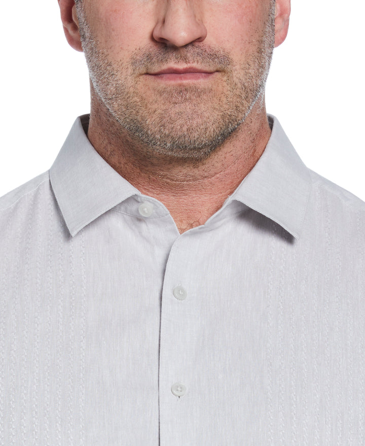 Big & Tall Linen Blend Dobby Shirt (Brilliant White) 