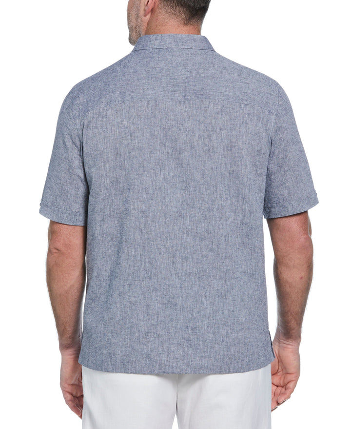 Big & Tall Linen Blend Dobby Shirt (Dress Blues) 