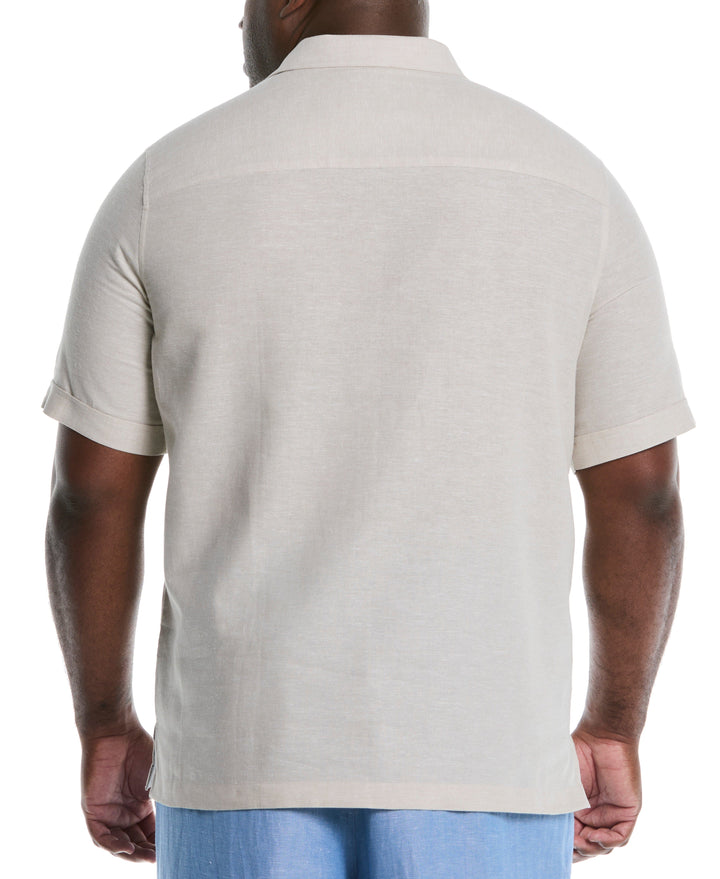 Men's Big & Tall Linen Blend Panel Shirt (Egret) 