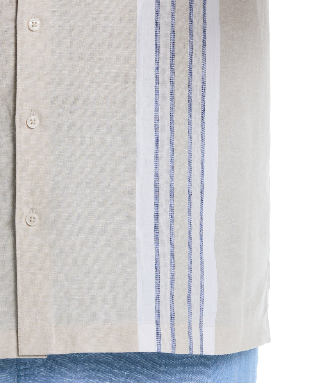 Men's Big & Tall Linen Blend Panel Shirt (Egret) 