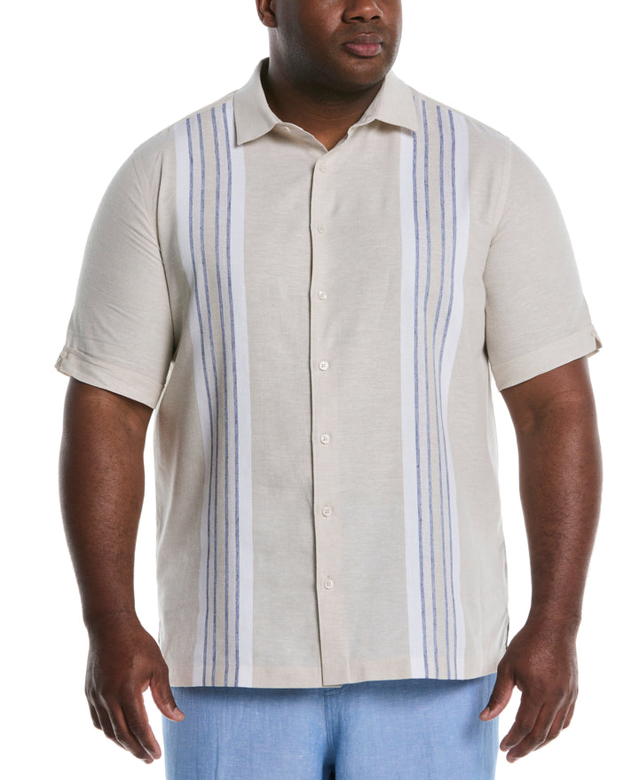 Men's Big & Tall Linen Blend Panel Shirt (Egret) 