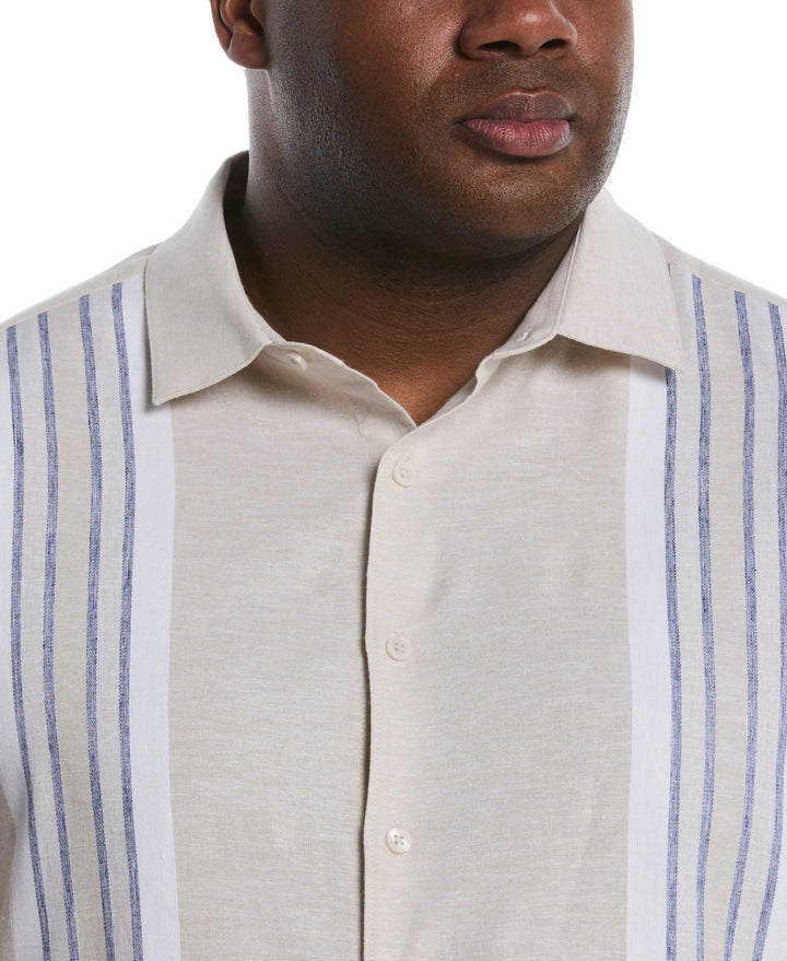 Men's Big & Tall Linen Blend Panel Shirt (Egret) 