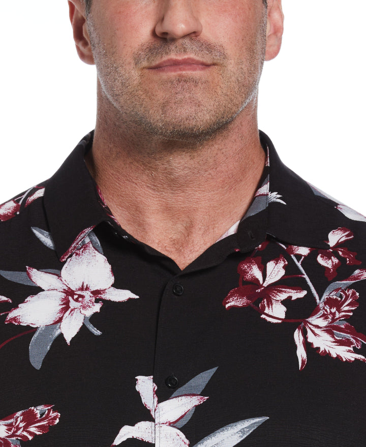 Big & Tall Floral Conversational Print Shirt (Jet Black) 
