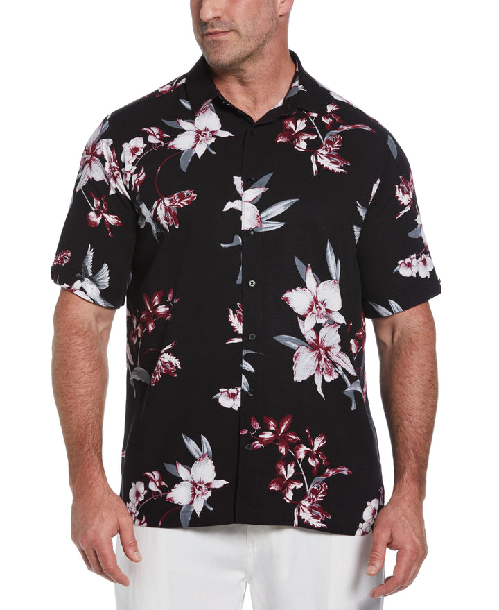 Big & Tall Floral Conversational Print Shirt (Jet Black) 