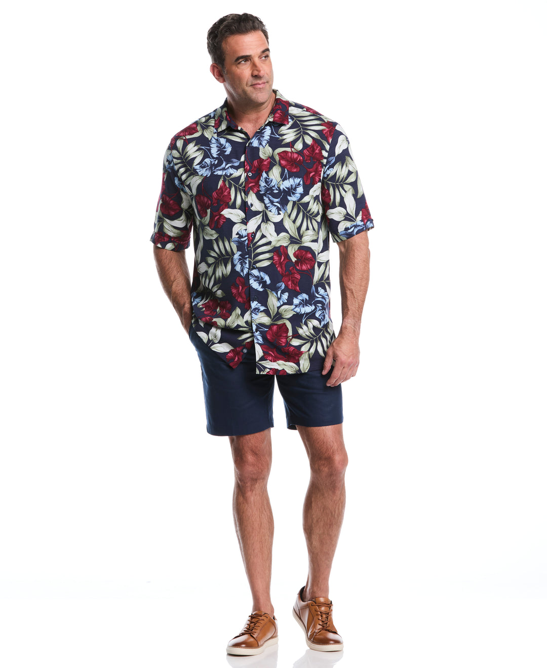 Big & Tall Floral Print Shirt (Dress Blues) 