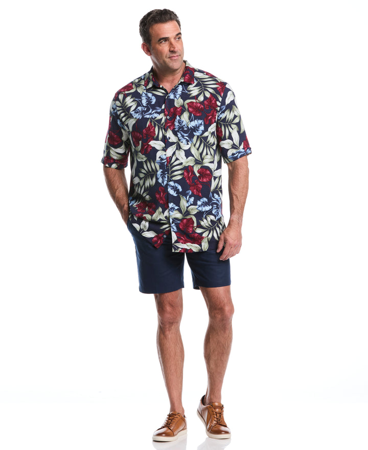 Big & Tall Floral Print Shirt (Dress Blues) 