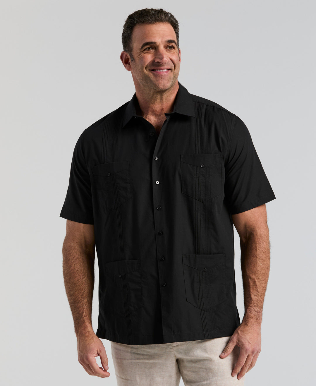 Four Pocket Guayabera Shirt (Jet Black) 