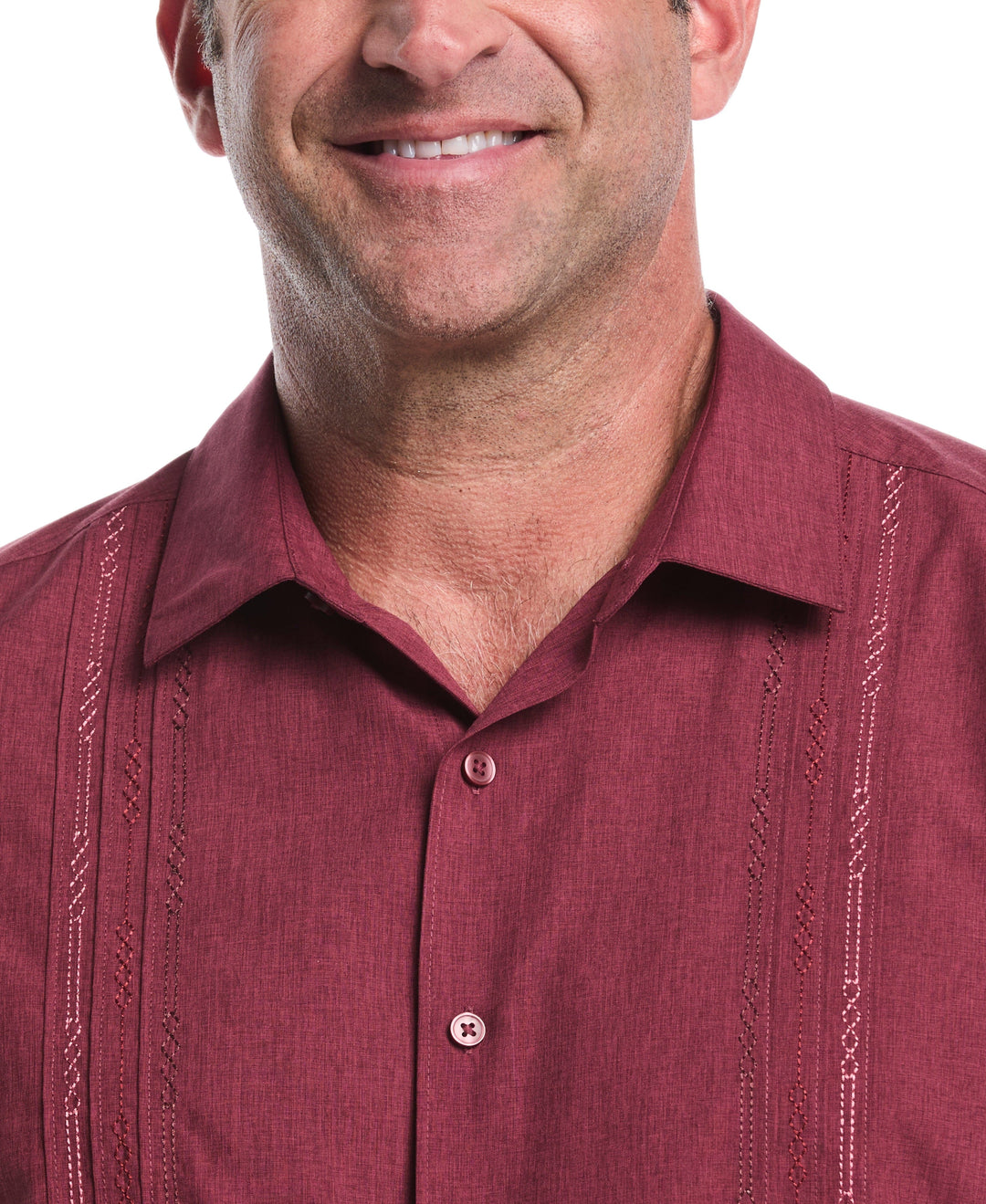 Big & Tall Chambray Geo Embroidery Shirt (Cordovan) 