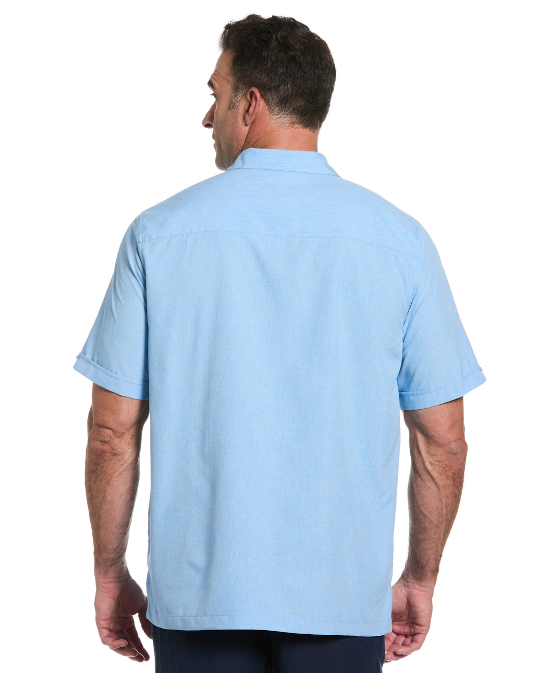 Big & Tall Chambray Geo Embroidery Shirt (Dream Blue) 