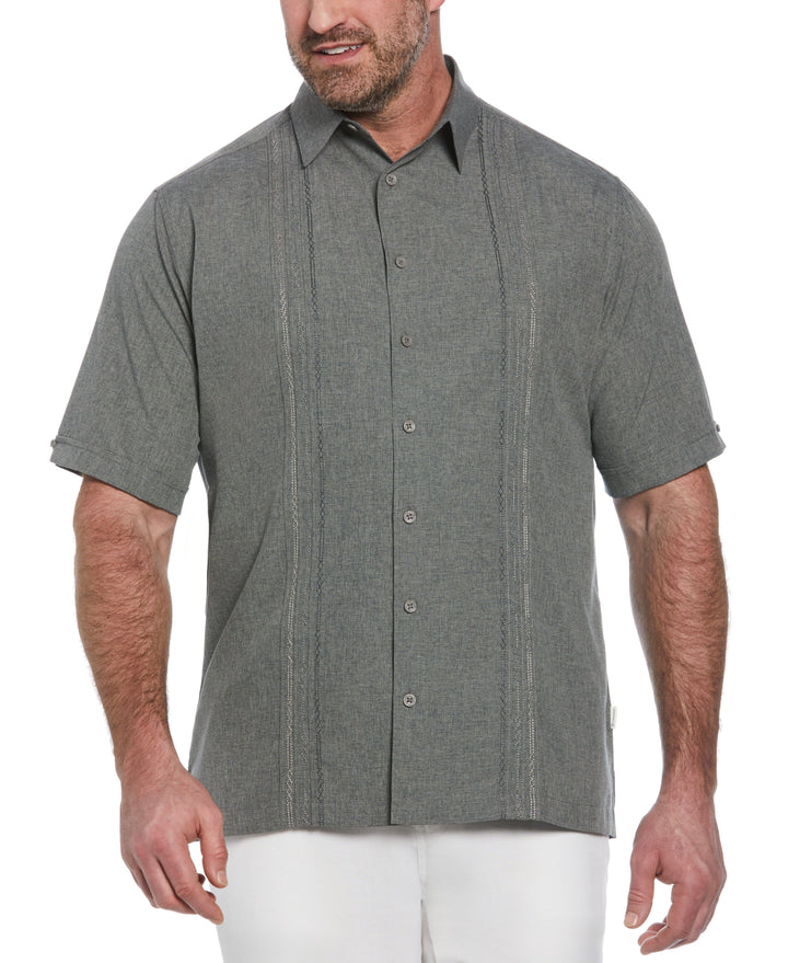 Big & Tall Chambray Geo Embroidery Shirt (Steeple Gray) 