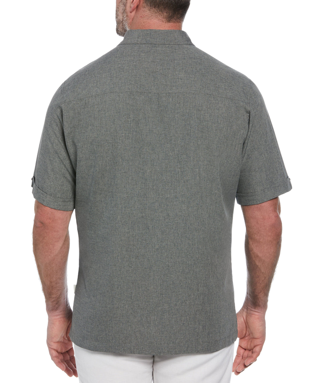 Big & Tall Chambray Geo Embroidery Shirt (Steeple Gray) 
