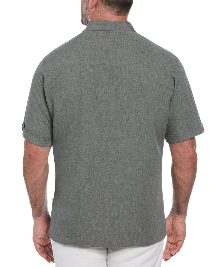 Big & Tall Chambray Geo Embroidery Shirt (Steeple Gray) 