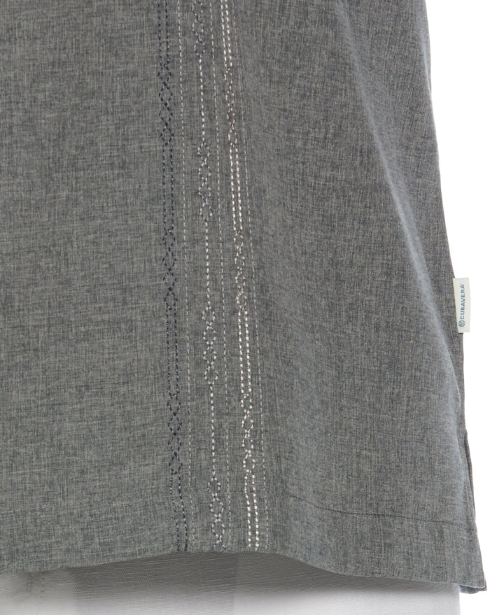 Big & Tall Chambray Geo Embroidery Shirt (Steeple Gray) 