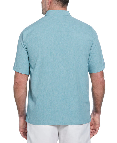 Big and Tall Geo Embroidered Panel Chambray Shirt (Surf Spray) 