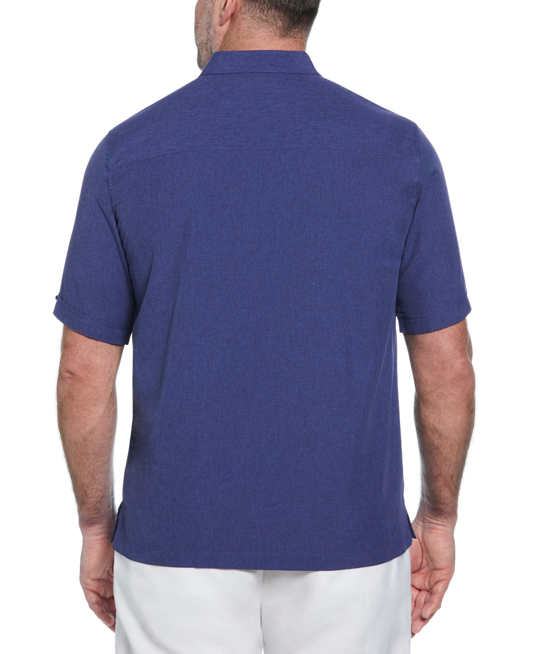 Big & Tall Chambray Geo Embroidery Shirt (Skipper Blue) 