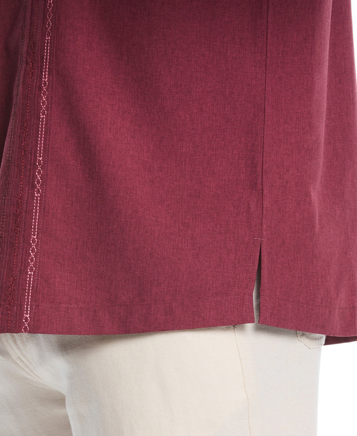 Big & Tall Chambray Geo Embroidery Shirt (Cordovan) 