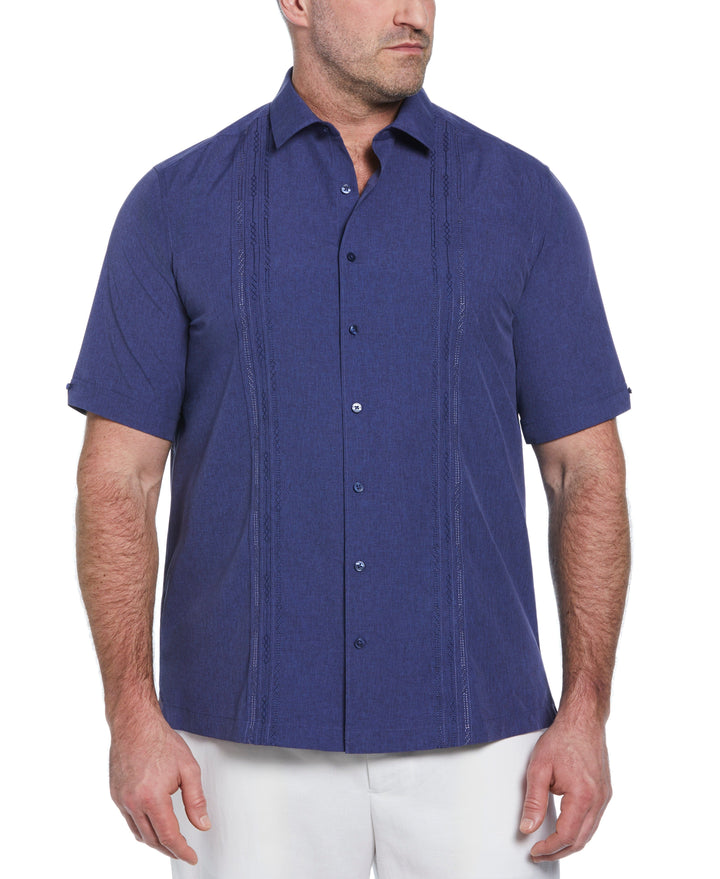 Big & Tall Chambray Geo Embroidery Shirt (Skipper Blue) 