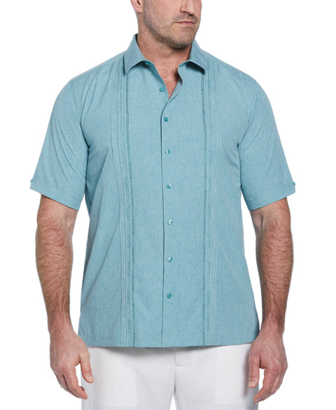 Big and Tall Geo Embroidered Panel Chambray Shirt (Surf Spray) 