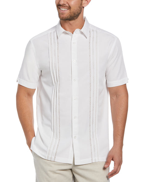 Big & Tall Short Sleeve Front Tuck With Geo Stitching (Bright White) 
