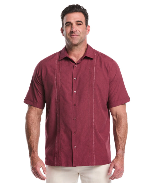 Big & Tall Chambray Geo Embroidery Shirt (Cordovan) 