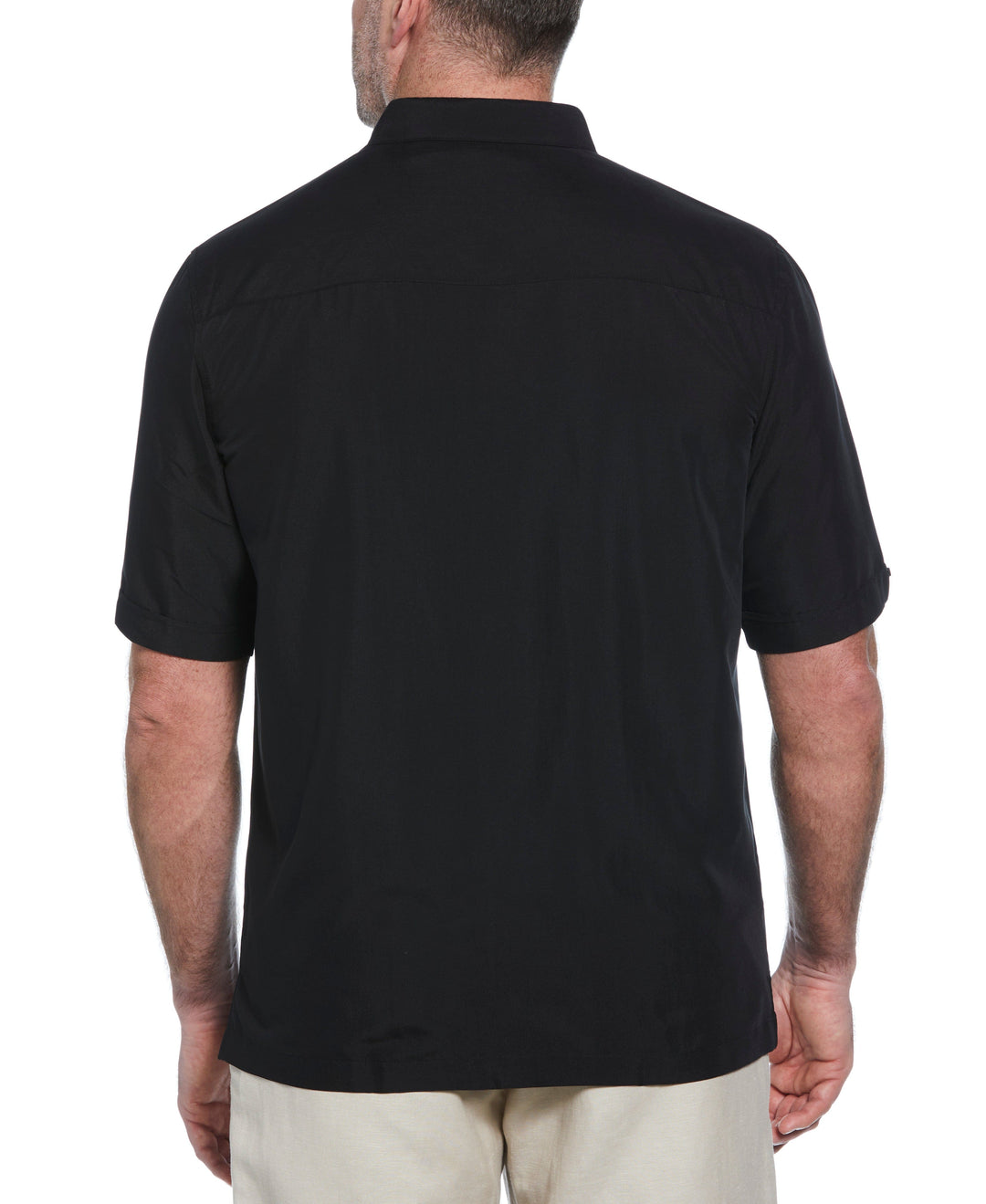 Big & Tall Geo Embroidered Panel Shirt (Jet Black) 