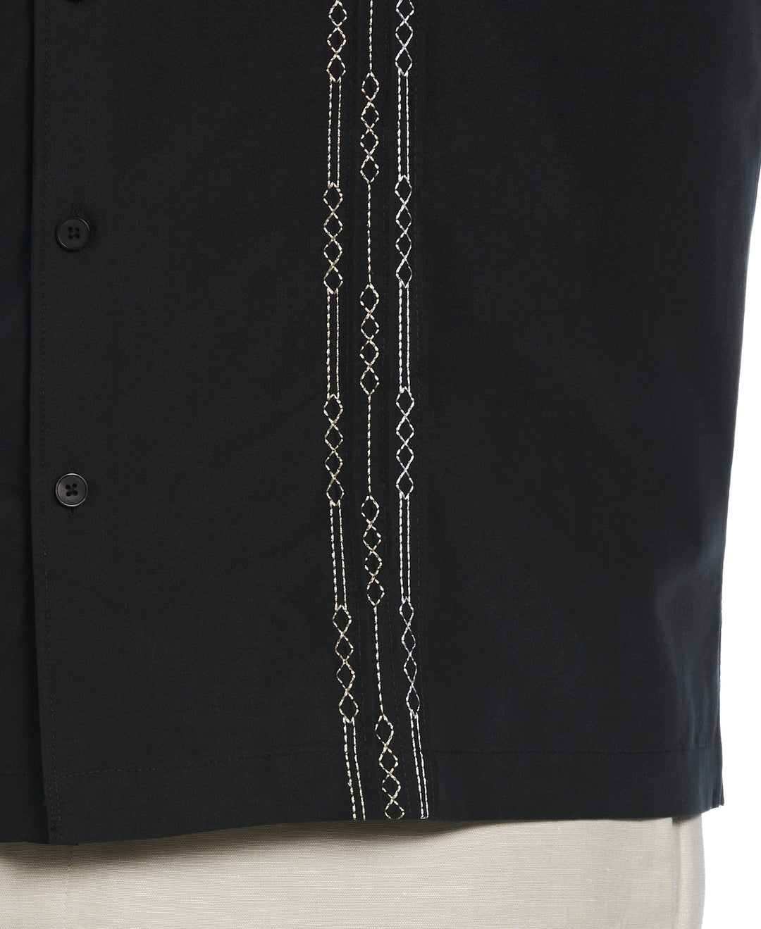 Big & Tall Geo Embroidered Panel Shirt (Jet Black) 