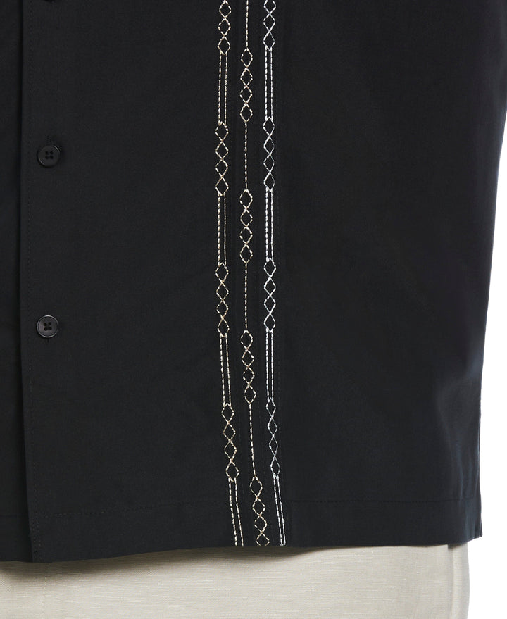 Big & Tall Geo Embroidered Panel Shirt (Jet Black) 