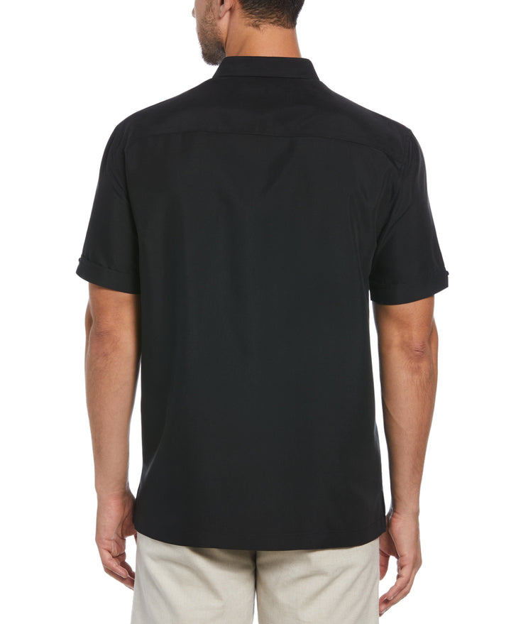 Big & Tall Short Sleeve Front Tuck With Geo Stitching (Jet Black) 