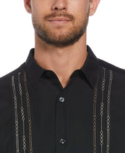 Big & Tall Short Sleeve Front Tuck With Geo Stitching (Jet Black) 