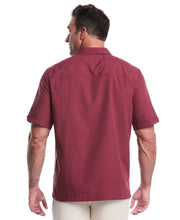 Big & Tall Chambray Geo Embroidery Shirt (Cordovan) 